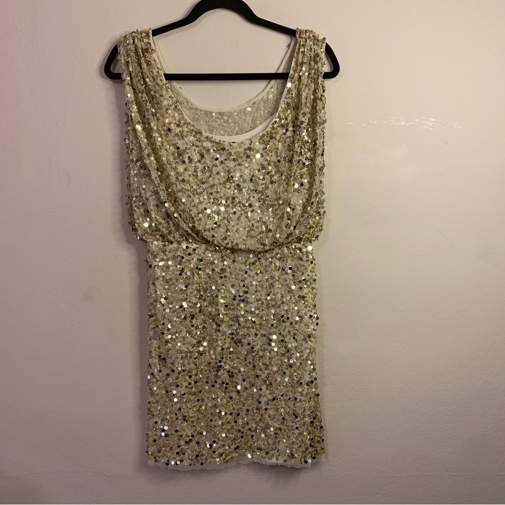 Aidan Mattox Gold Sequin Dress